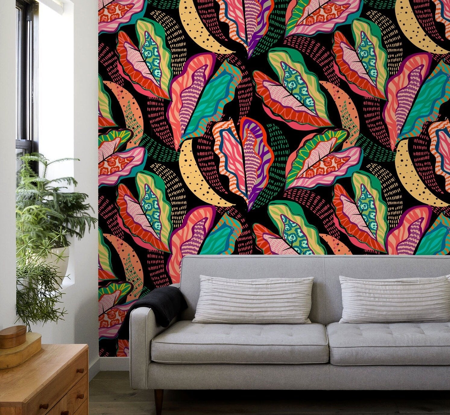 Vibrant Tropical Foliage Wallpaper - C454 - WallTrend