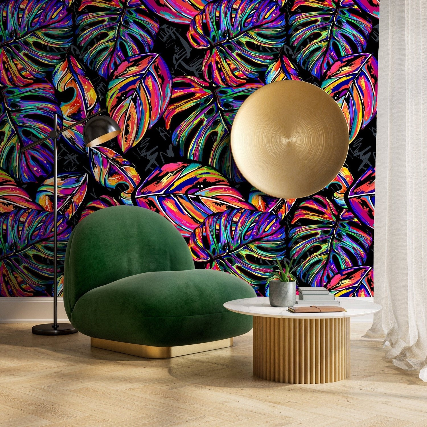 Vibrant Tropical Leaves Wallpaper - A147 - WallTrend