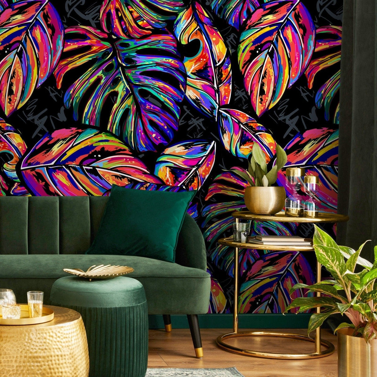 Vibrant Tropical Leaves Wallpaper - A147 - WallTrend