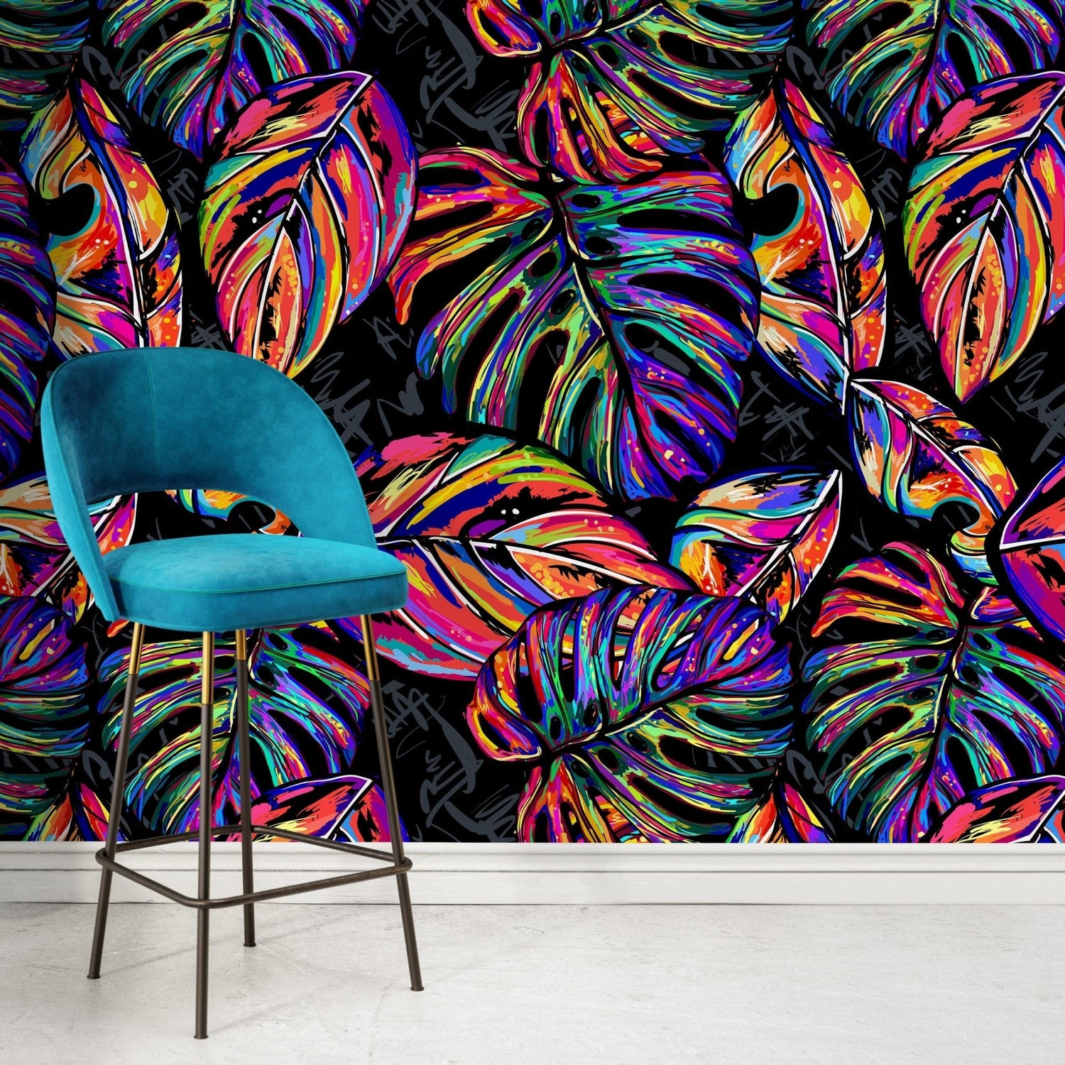Vibrant Tropical Leaves Wallpaper - A147 - WallTrend