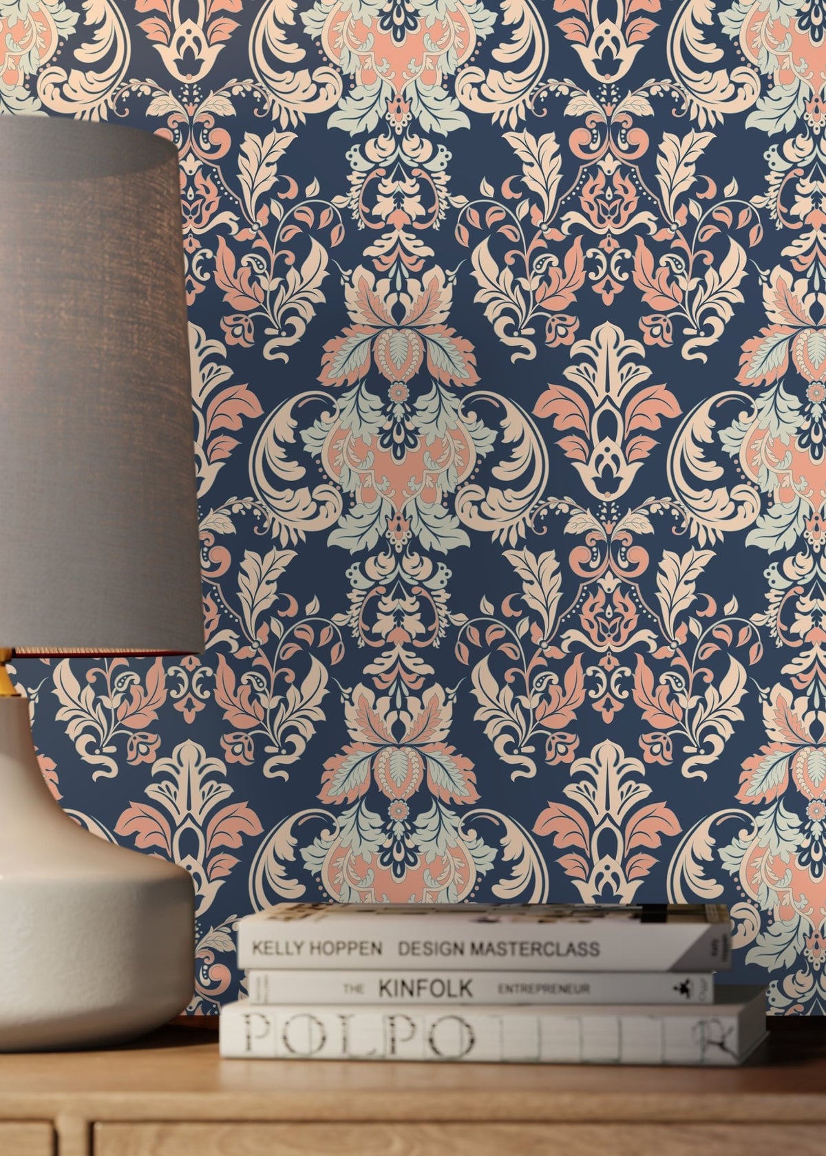 Victorian Damask Wallpaper / Peel and Stick Wallpaper Removable Wallpaper Home Decor Wall Art Wall Decor Room Decor - D092 - WallTrend