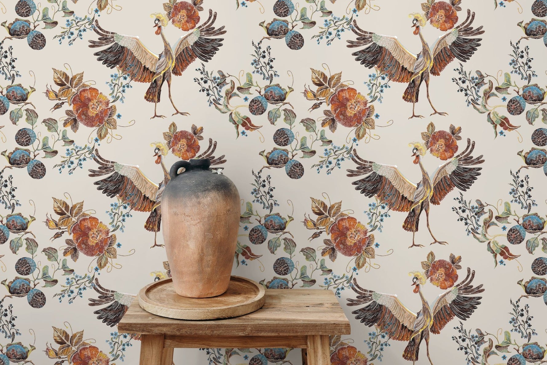 Vintage Avian Illustration Wallpaper - D404 - WallTrend