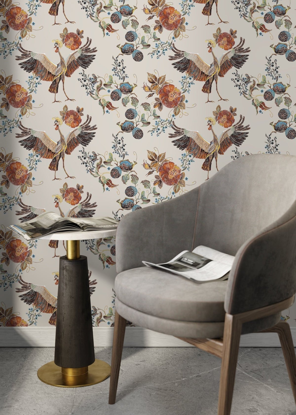 Vintage Avian Illustration Wallpaper - D404 - WallTrend