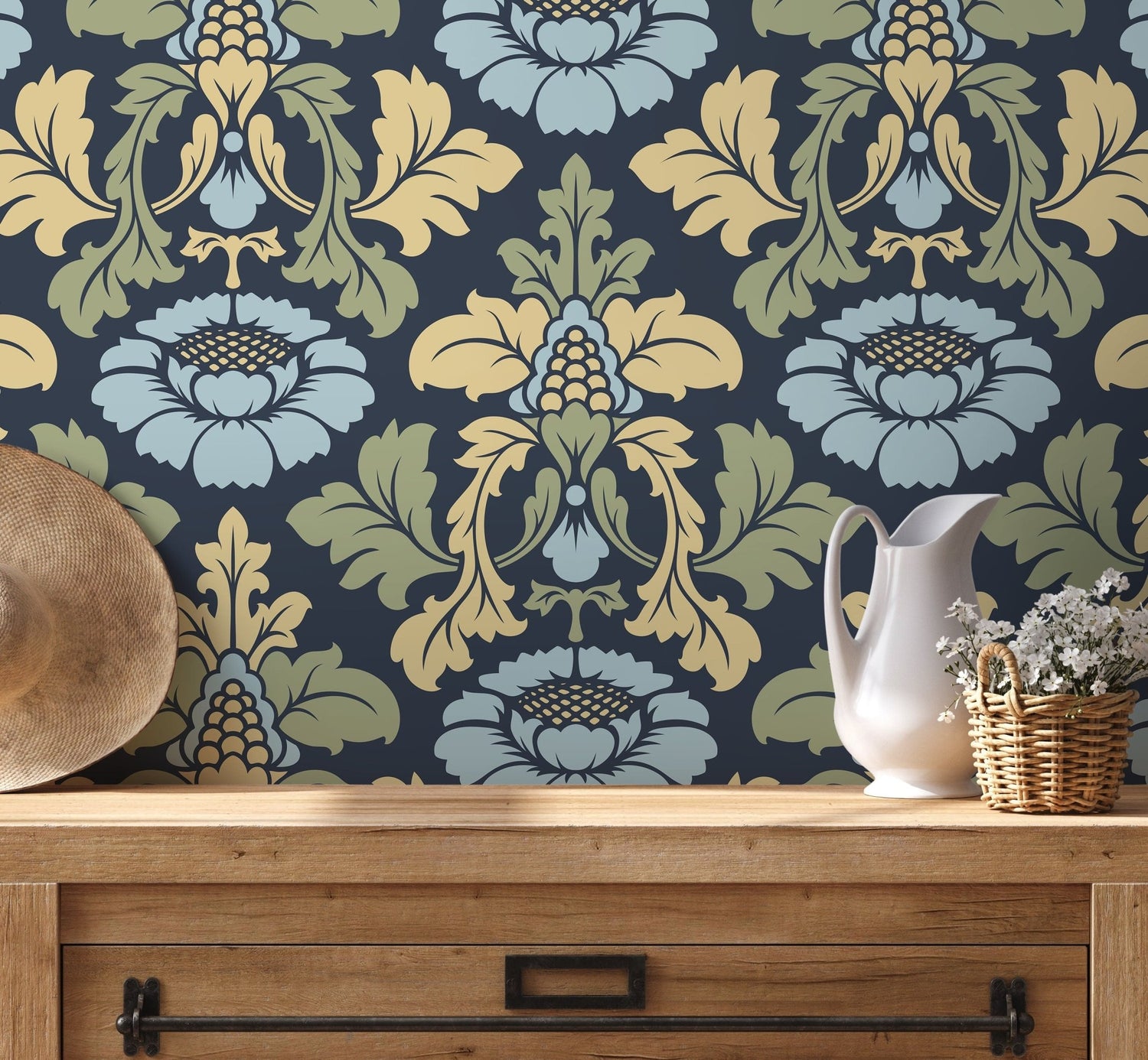 Vintage Floral Garden Wallpaper / Peel and Stick Wallpaper Removable Wallpaper Home Decor Wall Art Wall Decor Room Decor - D256 - WallTrend