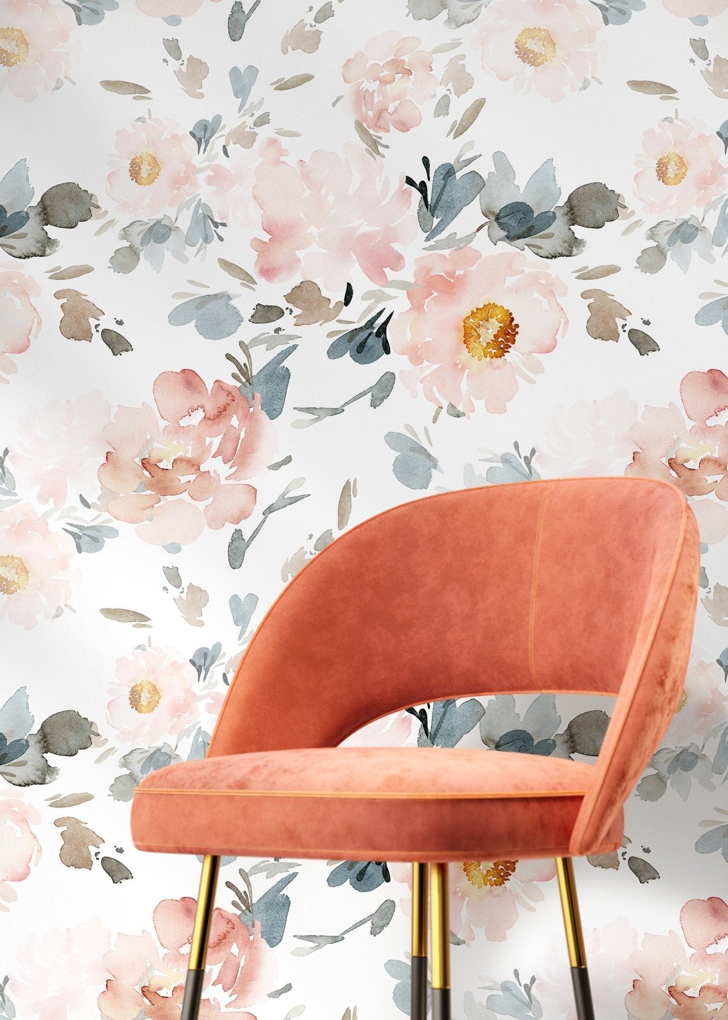 Vintage Large Scale Wallpaper Floral Peel and Stick Removable Repositionable or Traditional Pre - pasted - ZAAN - WallTrend