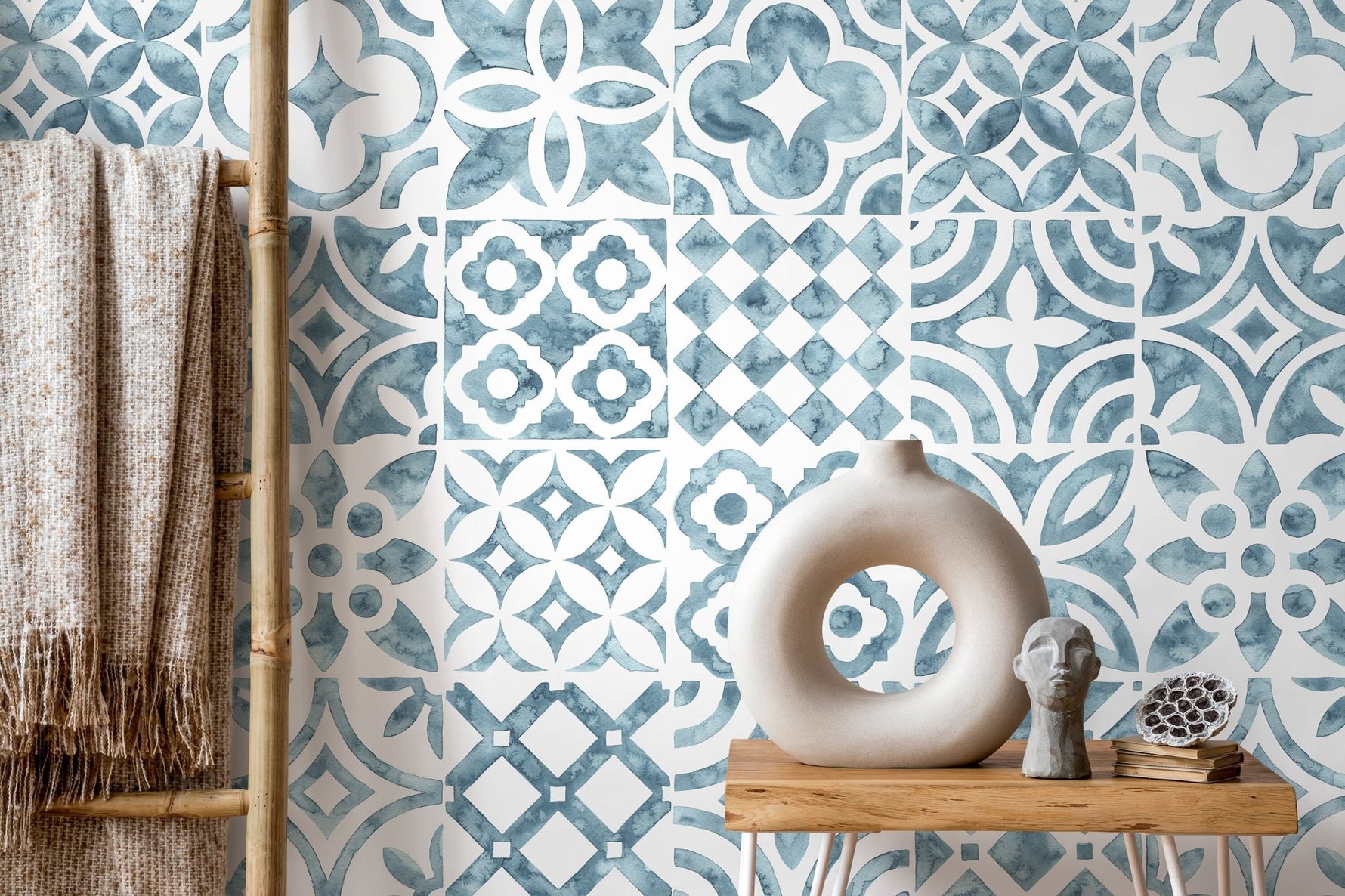 Vintage Moroccan Tiles Wallpaper - D526 - WallTrend