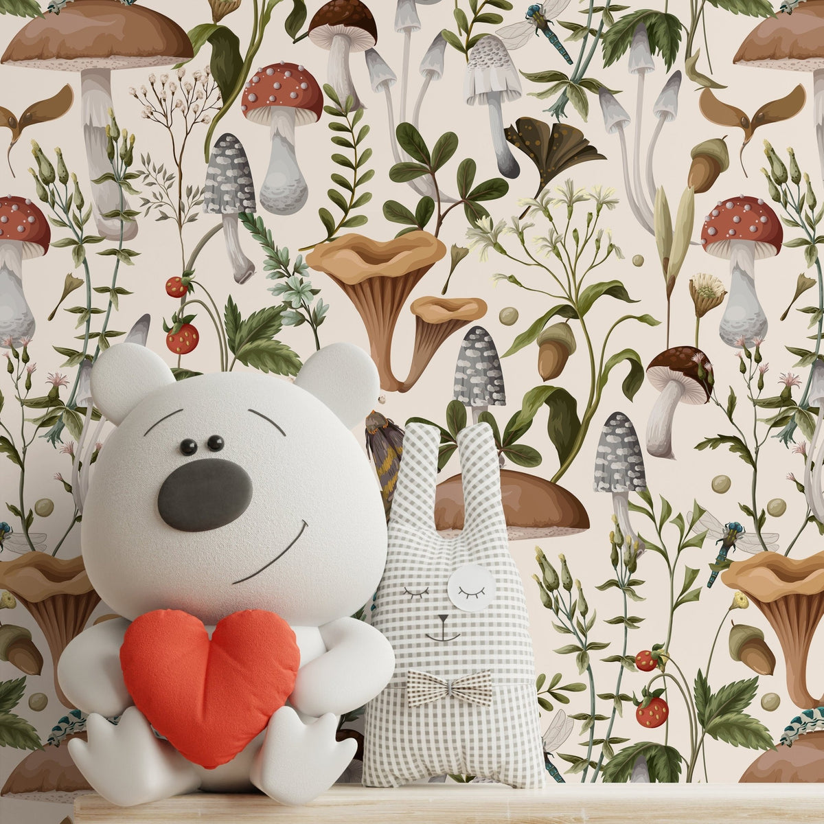 Vintage Mushroom Wallpaper Botanical Wallpaper Peel and Stick and Traditional Wallpaper - D817 - WallTrend