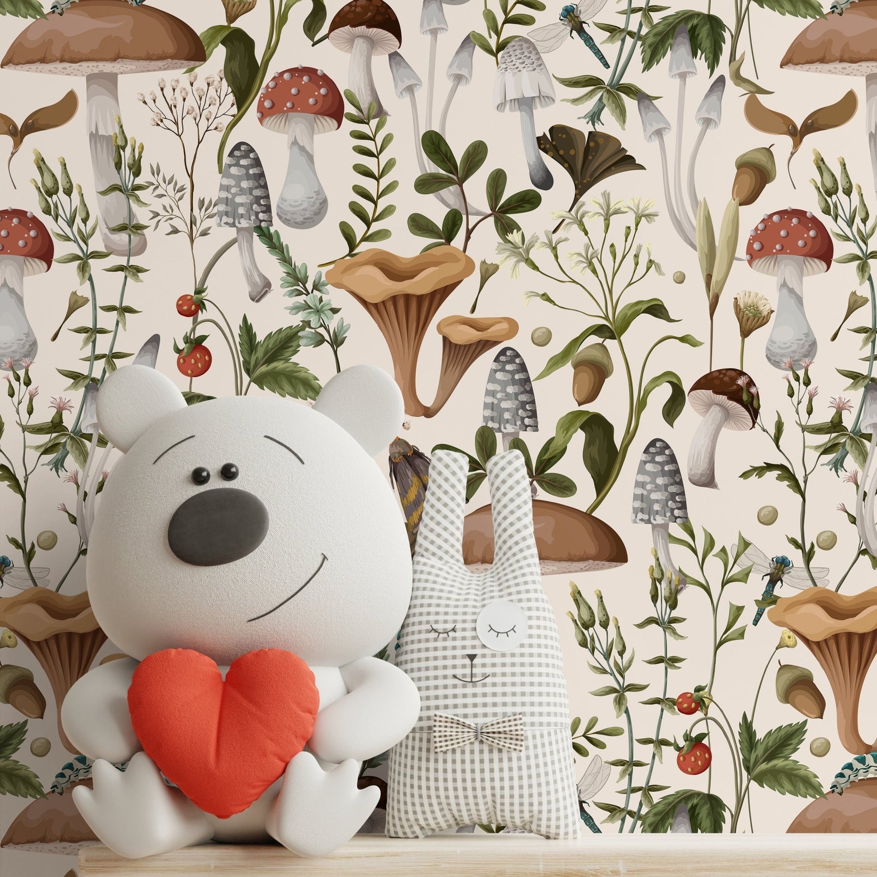 Vintage Mushroom Wallpaper Botanical Wallpaper Peel and Stick and Traditional Wallpaper - D817 - WallTrend