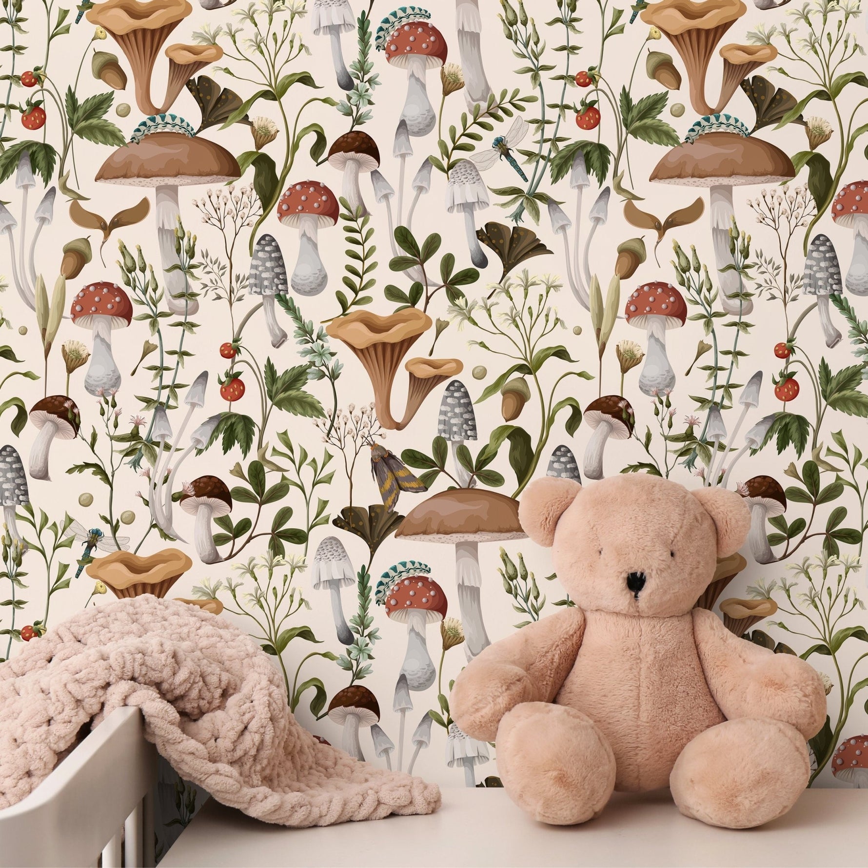 Vintage Mushroom Wallpaper Botanical Wallpaper Peel and Stick and Traditional Wallpaper - D817 - WallTrend