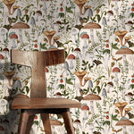 Vintage Mushroom Wallpaper Botanical Wallpaper Peel and Stick and Traditional Wallpaper - D817 - WallTrend