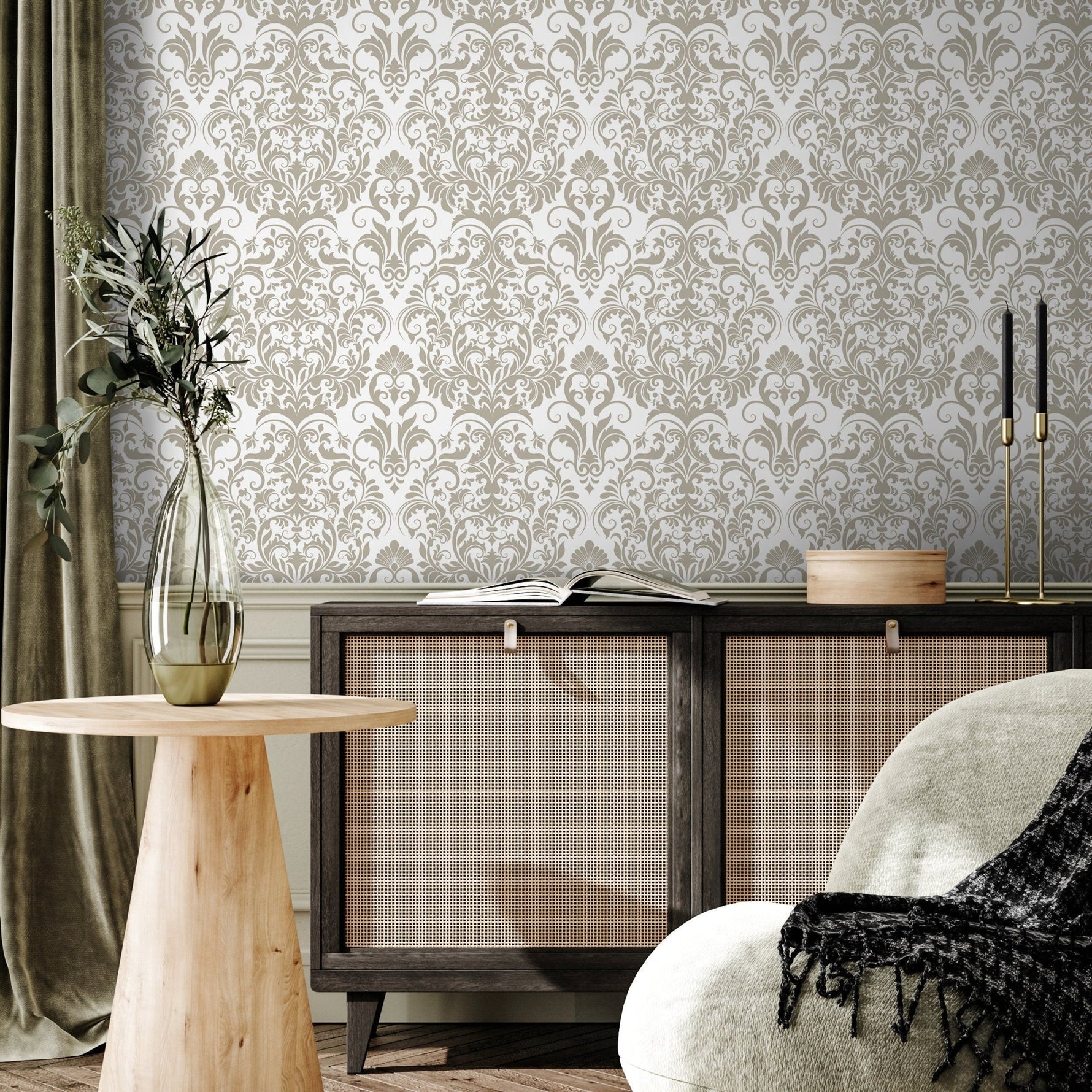 Vintage Removable Wallpaper Scandinavian Wallpaper Temporary Wallpaper Minimalistic Wallpaper Peel and Stick Wallpaper Wall Paper - D976 - WallTrend
