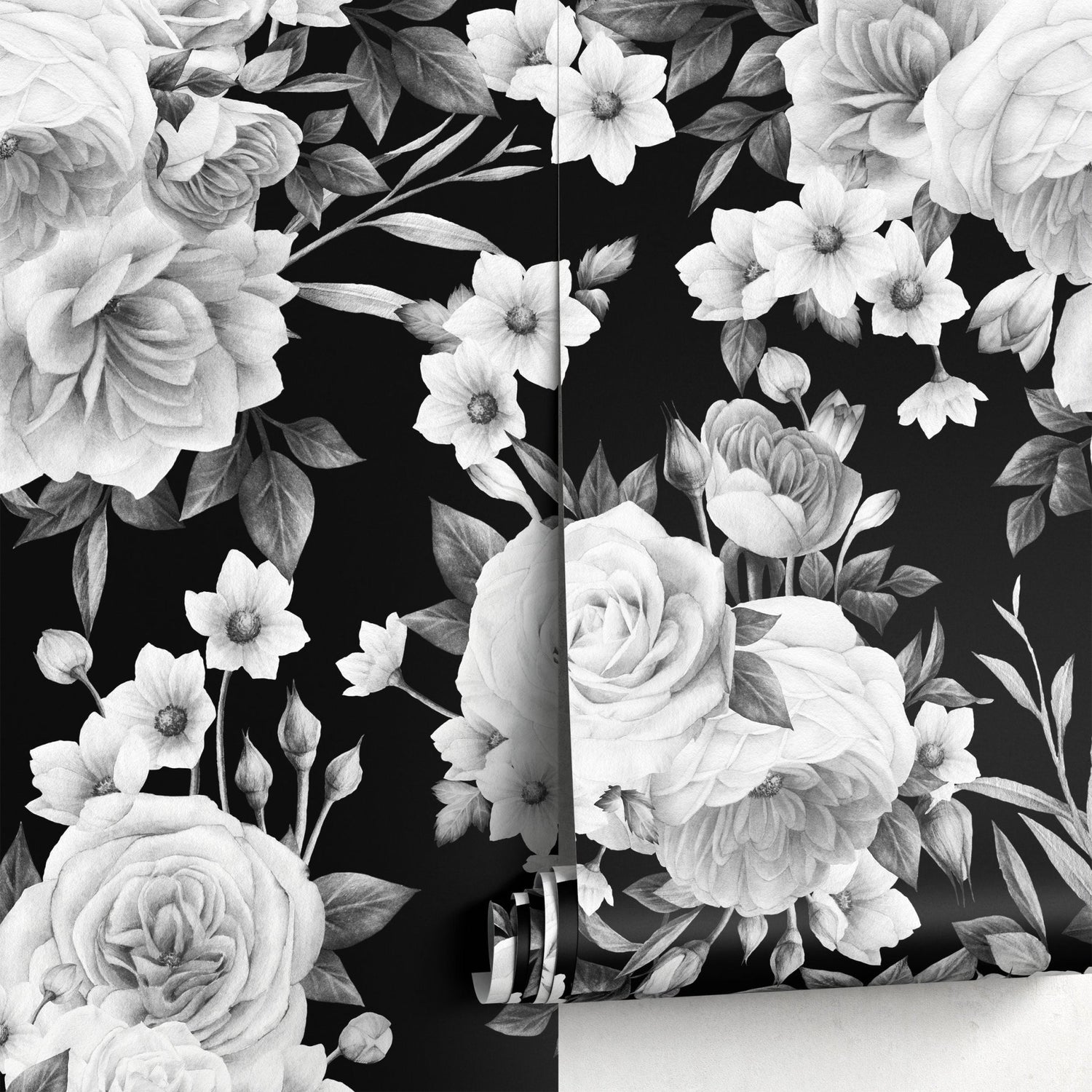 Vintage Roses Wallpaper Dark Floral Wallpaper Peel and Stick and Traditional Wallpaper - CC - A558 - WallTrend