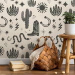 Vintage Western Wallpaper Cowboys Boots Wallpaper Peel and Stick and Traditional Wallpaper - D826 - WallTrend