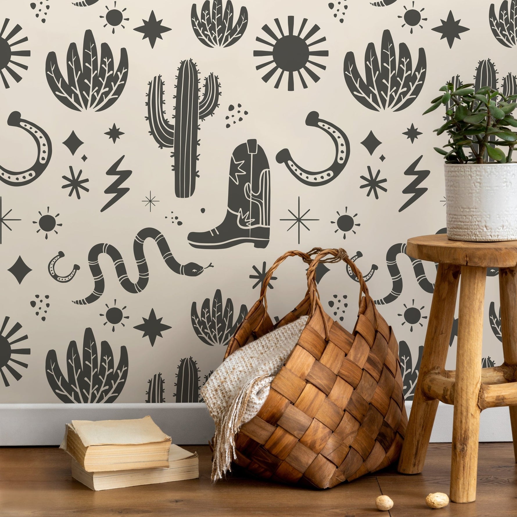 Vintage Western Wallpaper Cowboys Boots Wallpaper Peel and Stick and Traditional Wallpaper - D826 - WallTrend