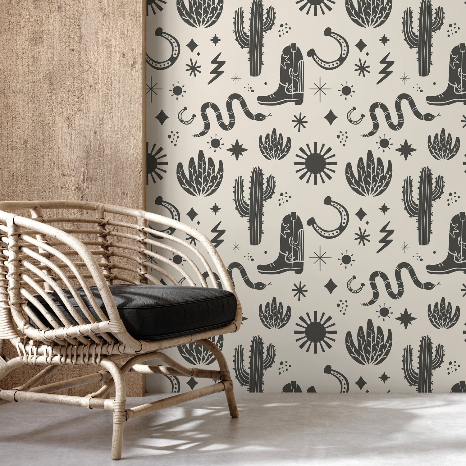 Vintage Western Wallpaper Cowboys Boots Wallpaper Peel and Stick and Traditional Wallpaper - D826 - WallTrend