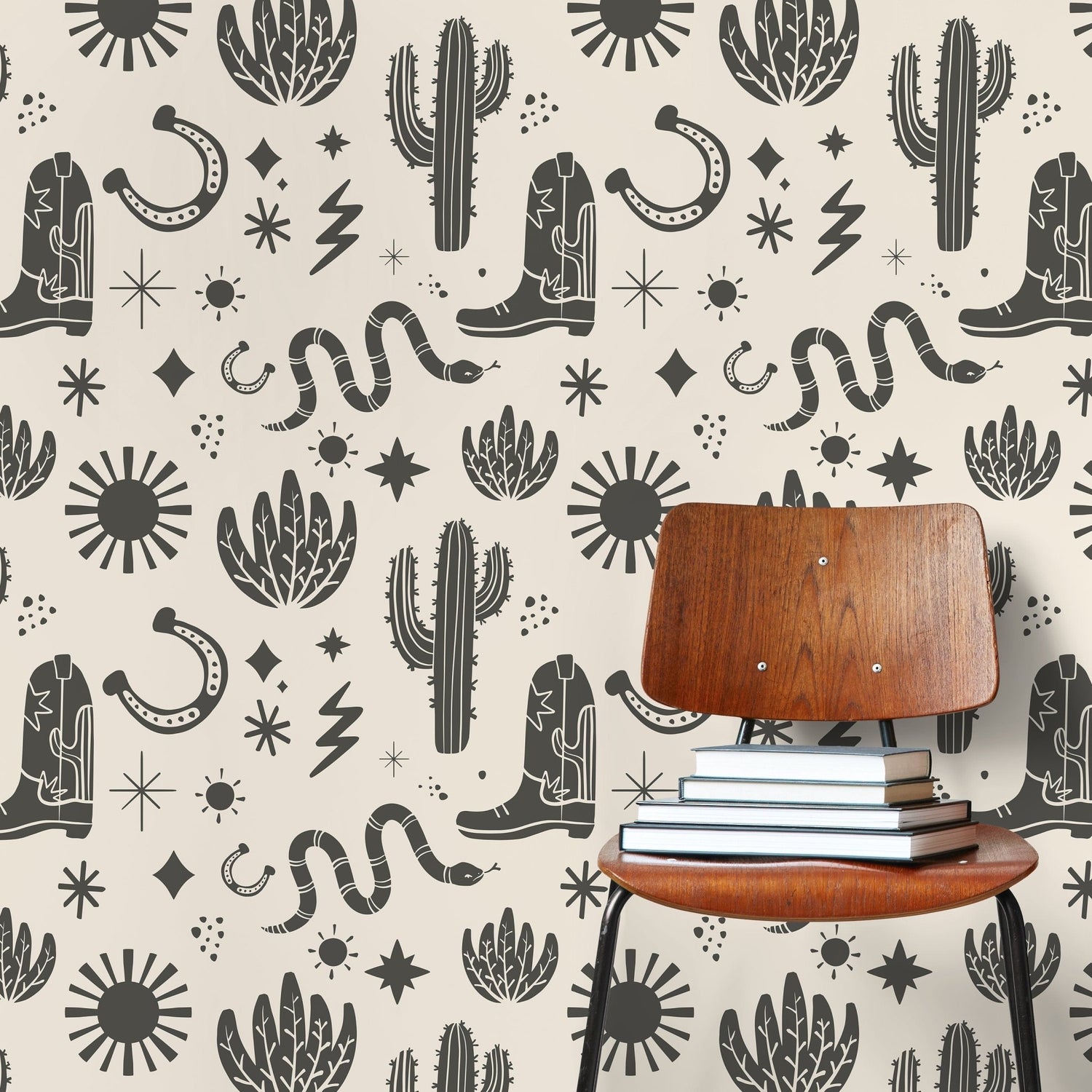 Vintage Western Wallpaper Cowboys Boots Wallpaper Peel and Stick and Traditional Wallpaper - D826 - WallTrend