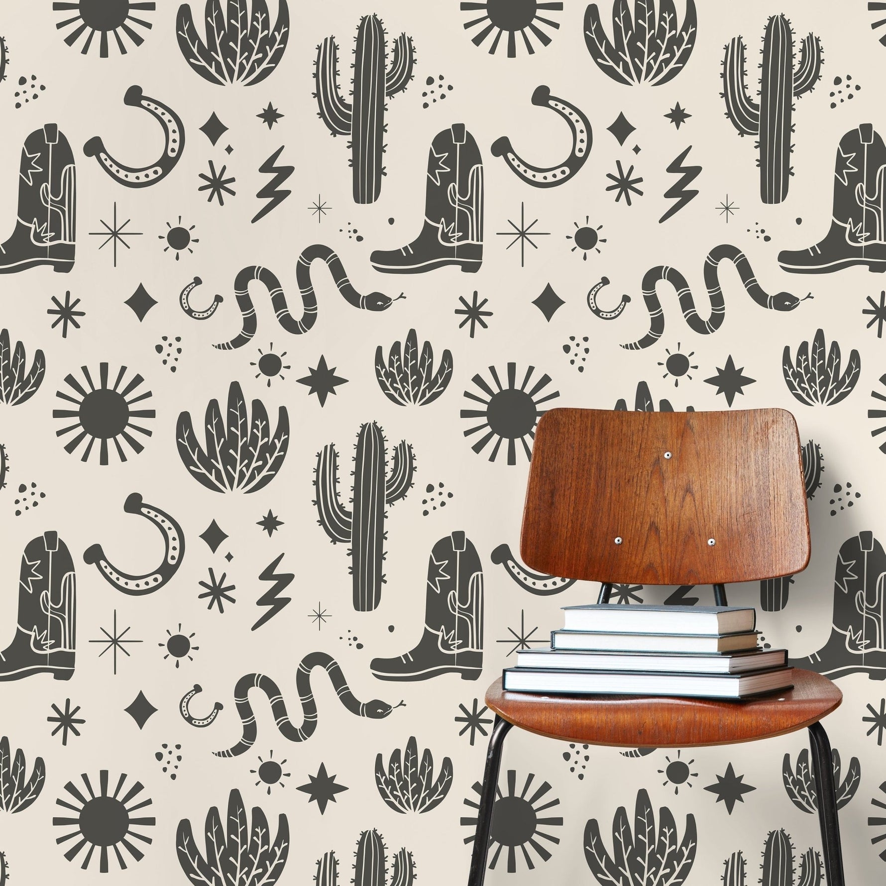 Vintage Western Wallpaper Cowboys Boots Wallpaper Peel and Stick and Traditional Wallpaper - D826 - WallTrend