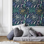 Wall Art Wallpaper Peel and Stick Wallpaper Removable Wallpaper Home Decor Wall Decor Room Decor / Floral Blue - B332 - WallTrend