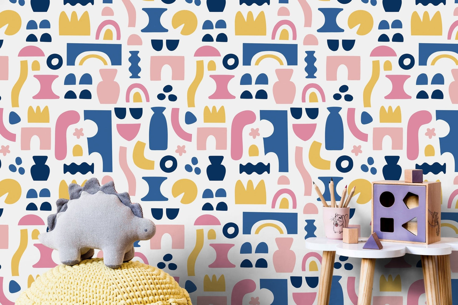 Wall Decor Wallpaper Peel and Stick Wallpaper Removable Wallpaper Home Decor Wall Art Room Decor / Abstract Shapes Wallpaper - B760 - WallTrend