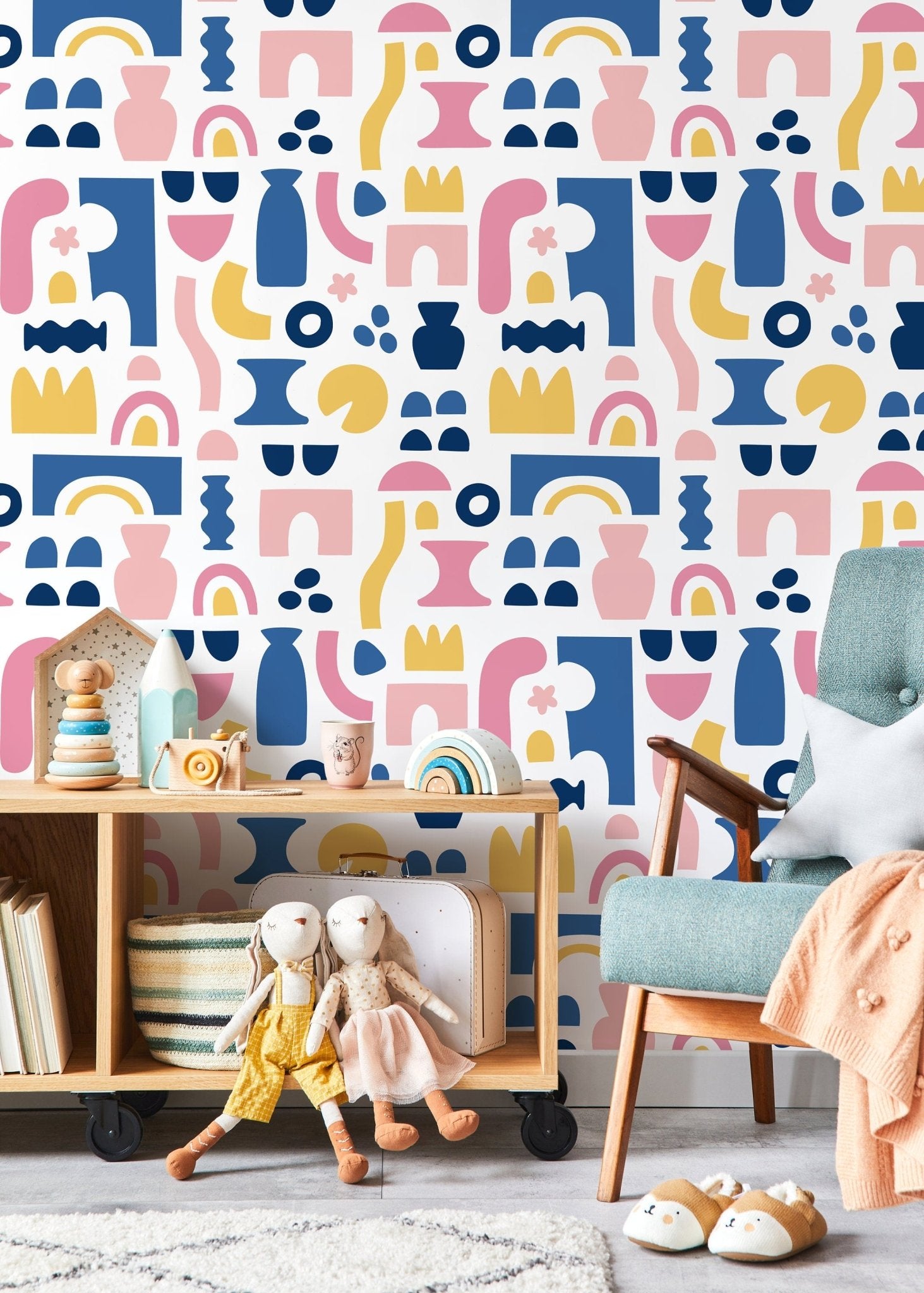 Wall Decor Wallpaper Peel and Stick Wallpaper Removable Wallpaper Home Decor Wall Art Room Decor / Abstract Shapes Wallpaper - B760 - WallTrend
