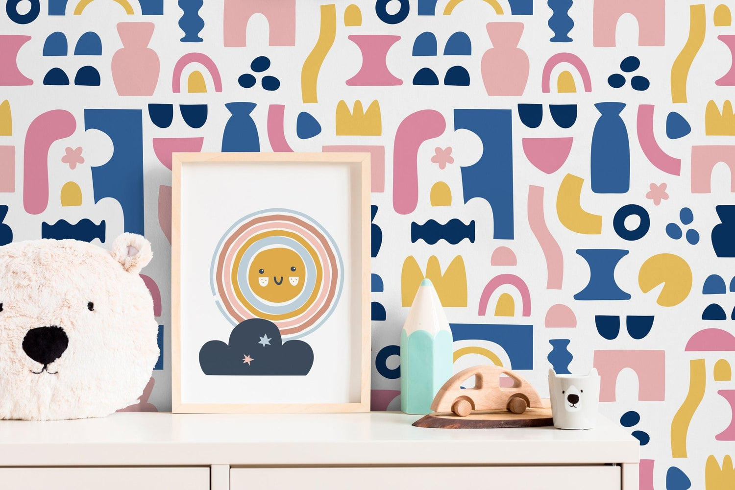 Wall Decor Wallpaper Peel and Stick Wallpaper Removable Wallpaper Home Decor Wall Art Room Decor / Abstract Shapes Wallpaper - B760 - WallTrend