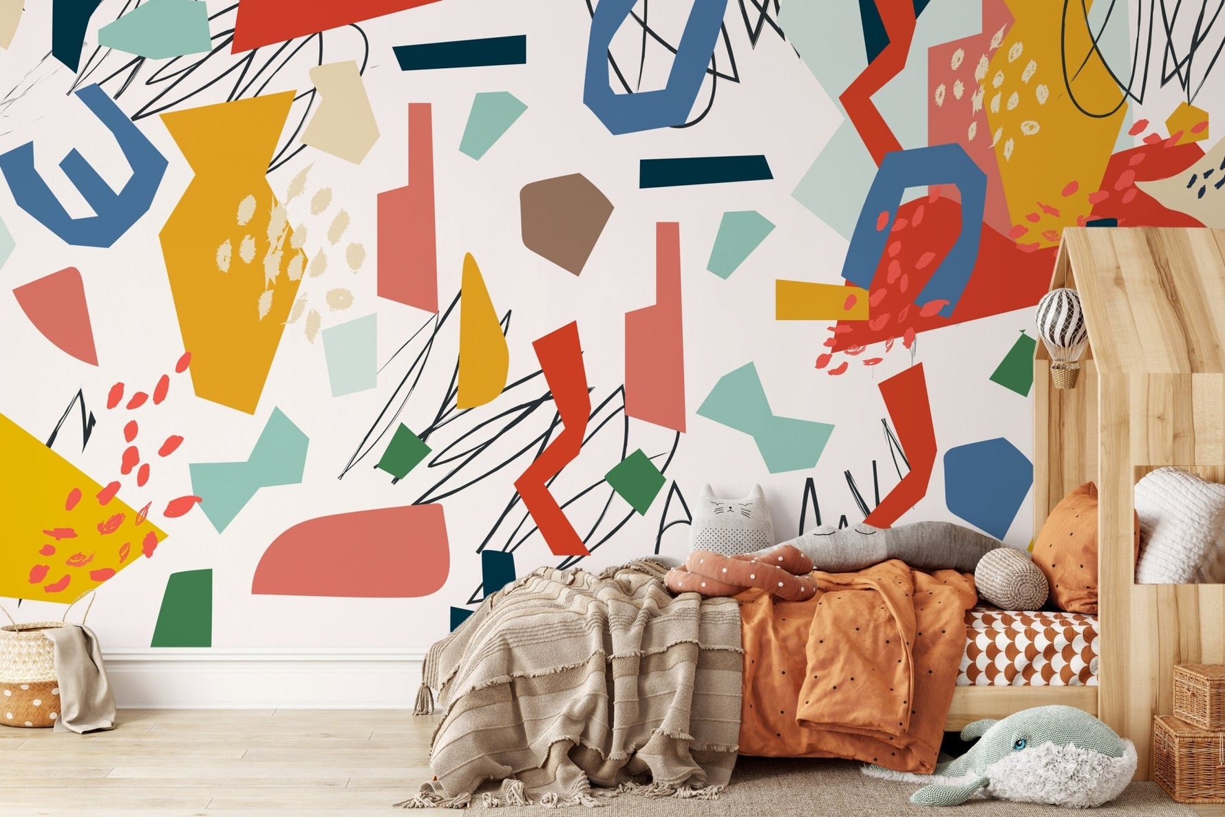 Wall Decor Wallpaper Peel and Stick Wallpaper Removable Wallpaper Home Decor Wall Art Room Decor / Colorful Abstract Mural Wallpaper - B748 - WallTrend
