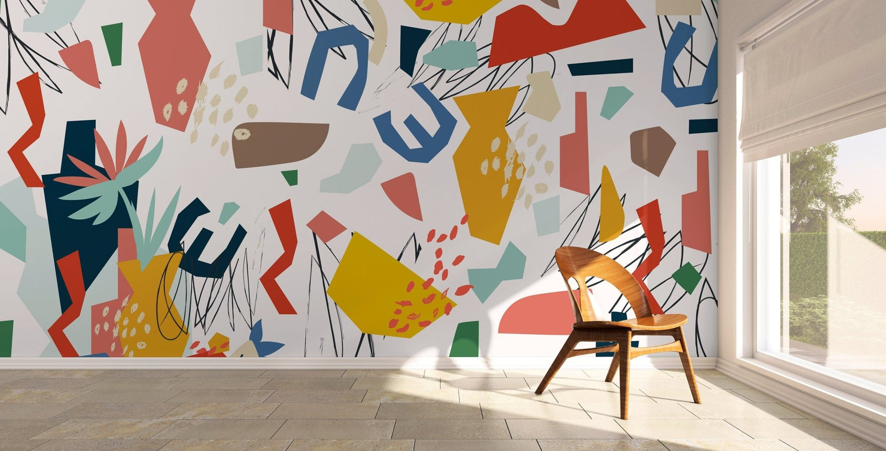 Wall Decor Wallpaper Peel and Stick Wallpaper Removable Wallpaper Home Decor Wall Art Room Decor / Colorful Abstract Mural Wallpaper - B748 - WallTrend