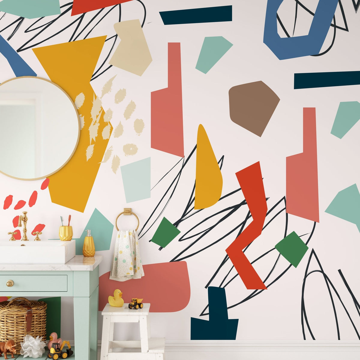 Wall Decor Wallpaper Peel and Stick Wallpaper Removable Wallpaper Home Decor Wall Art Room Decor / Colorful Abstract Mural Wallpaper - B748 - WallTrend