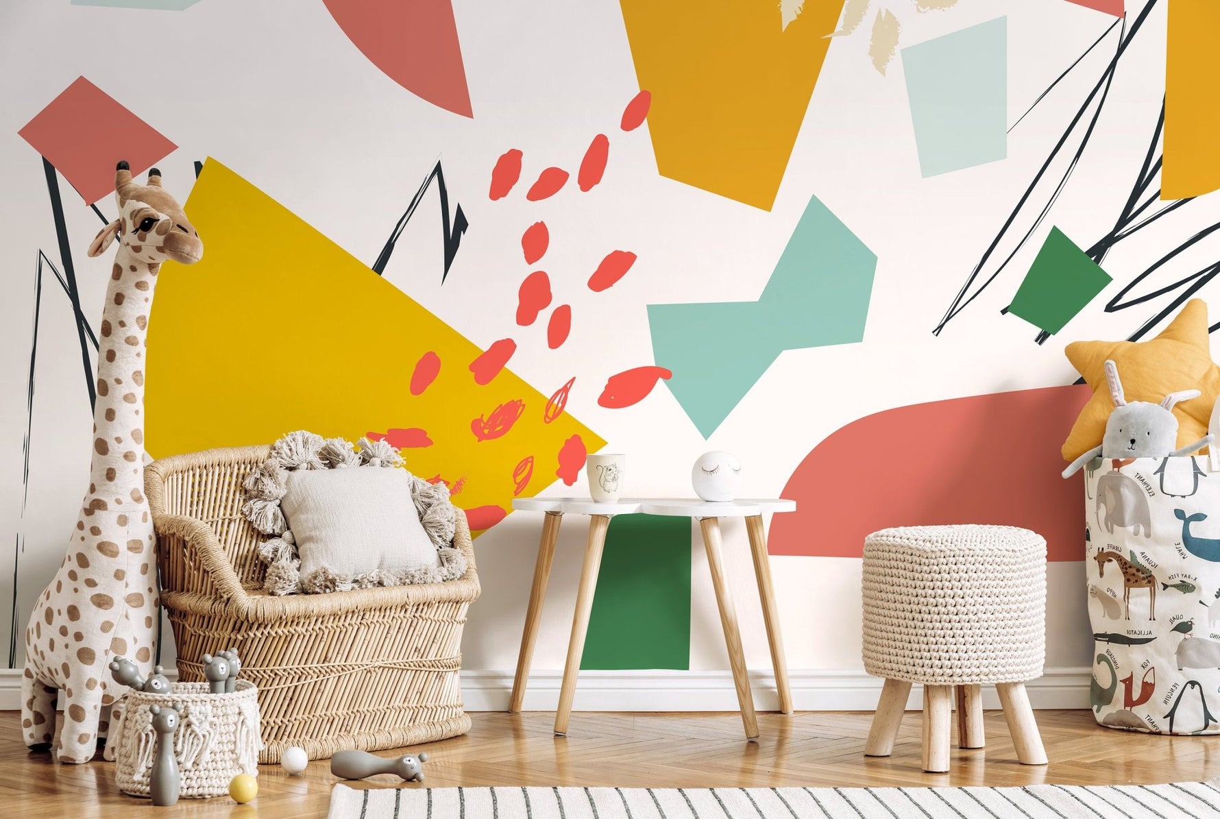 Wall Decor Wallpaper Peel and Stick Wallpaper Removable Wallpaper Home Decor Wall Art Room Decor / Colorful Abstract Mural Wallpaper - B748 - WallTrend