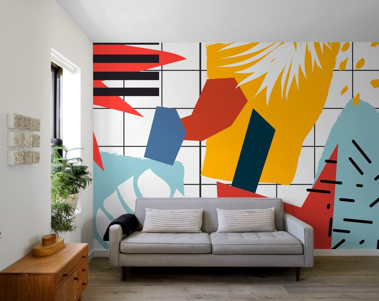 Wall Decor Wallpaper Peel and Stick Wallpaper Removable Wallpaper Home Decor Wall Art Room Decor / Colorful Abstract Mural Wallpaper - B749 - WallTrend
