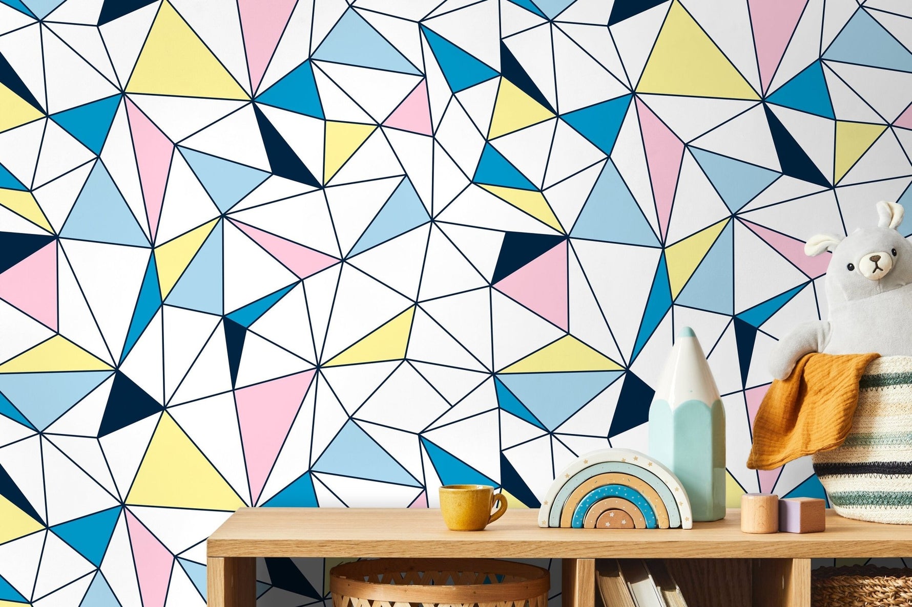 Wall Decor Wallpaper Peel and Stick Wallpaper Removable Wallpaper Home Decor Wall Art Room Decor / Colorful Triangle Wallpaper - B731 - WallTrend