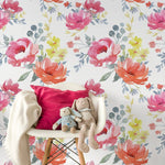 Wall Decor Wallpaper Peel and Stick Wallpaper Removable Wallpaper Home Decor Wall Art Room Decor / Floral Watercolor Wallpaper - A664 - WallTrend