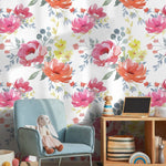 Wall Decor Wallpaper Peel and Stick Wallpaper Removable Wallpaper Home Decor Wall Art Room Decor / Floral Watercolor Wallpaper - A664 - WallTrend