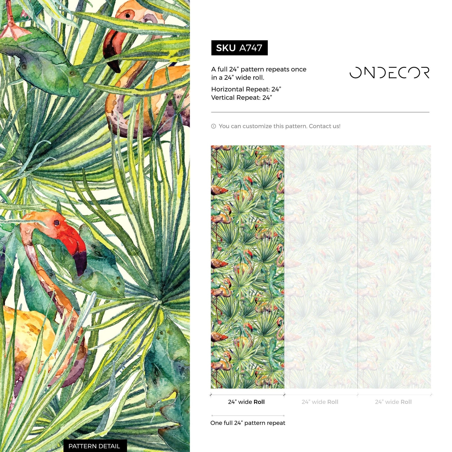 Wallpaper Peel and Stick Wallpaper Removable Wallpaper Home Decor Room Decor / Tropical Jungle Leaf Flamingo Wallpaper - A747 - WallTrend