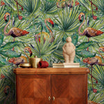 Wallpaper Peel and Stick Wallpaper Removable Wallpaper Home Decor Room Decor / Tropical Jungle Leaf Flamingo Wallpaper - A747 - WallTrend