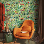 Wallpaper Peel and Stick Wallpaper Removable Wallpaper Home Decor Room Decor / Tropical Jungle Leaf Flamingo Wallpaper - A747 - WallTrend