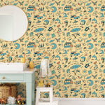 Wallpaper Peel and Stick Wallpaper Removable Wallpaper Home Decor Wall Art Room Decor / Yellow Drawing Kids Wallpaper - A093 - WallTrend