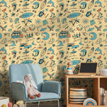 Wallpaper Peel and Stick Wallpaper Removable Wallpaper Home Decor Wall Art Room Decor / Yellow Drawing Kids Wallpaper - A093 - WallTrend