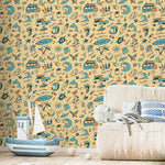 Wallpaper Peel and Stick Wallpaper Removable Wallpaper Home Decor Wall Art Room Decor / Yellow Drawing Kids Wallpaper - A093 - WallTrend
