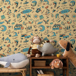 Wallpaper Peel and Stick Wallpaper Removable Wallpaper Home Decor Wall Art Room Decor / Yellow Drawing Kids Wallpaper - A093 - WallTrend