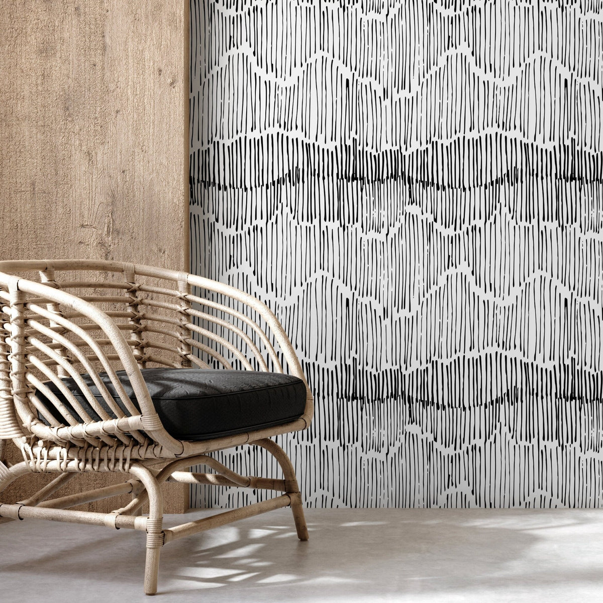 Wallpaper Peel and Stick Wallpaper Removable Wallpaper Home Decor Wall Art Wall Decor Room Decor / Abstract Black Lines - C421 - WallTrend