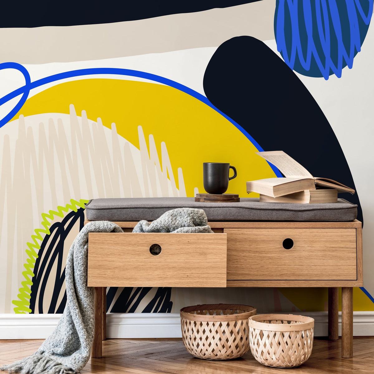 Wallpaper Peel and Stick Wallpaper Removable Wallpaper Home Decor Wall Art Wall Decor Room Decor / Abstract Boho Mural Wallpaper - C448 - WallTrend