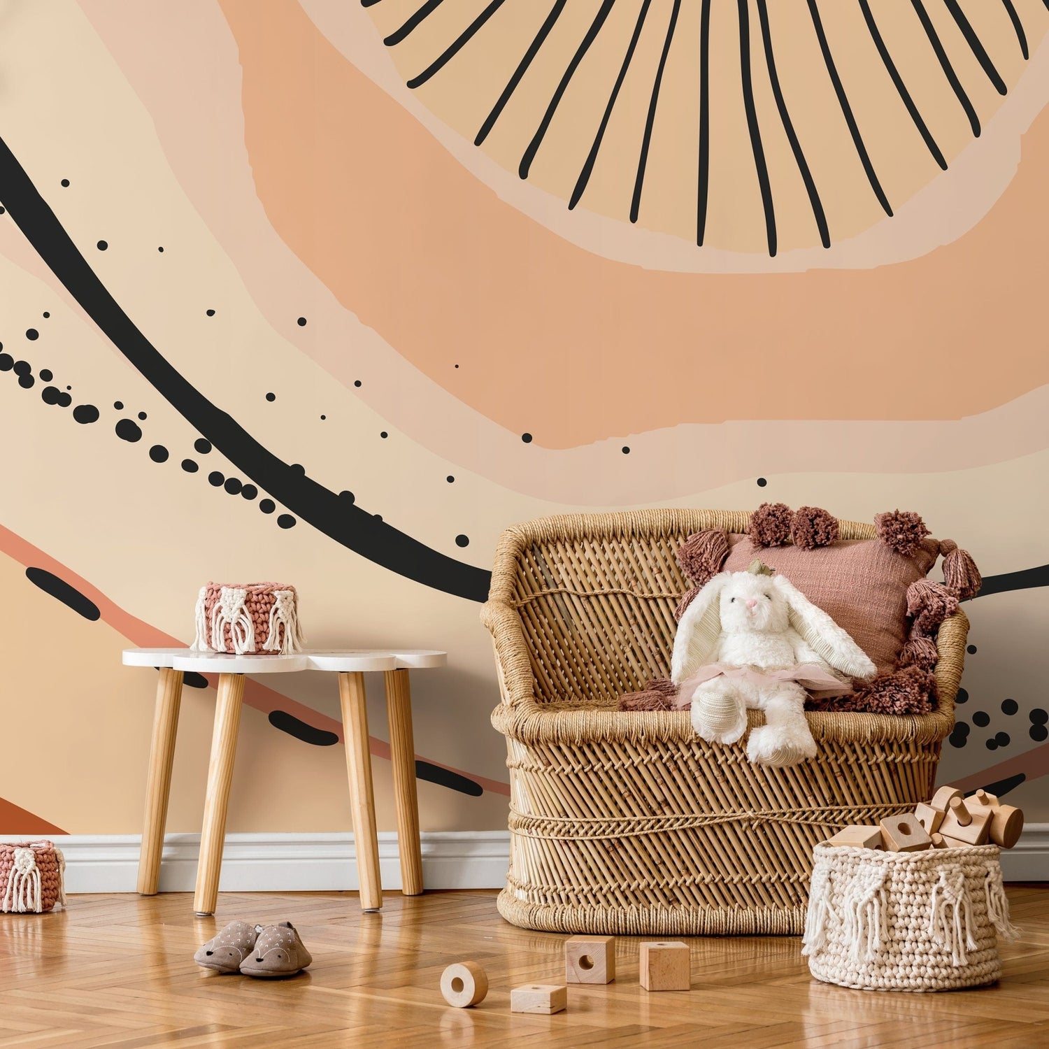 Wallpaper Peel and Stick Wallpaper Removable Wallpaper Home Decor Wall Art Wall Decor Room Decor / Abstract Mural Orange Wallpaper - C413 - WallTrend