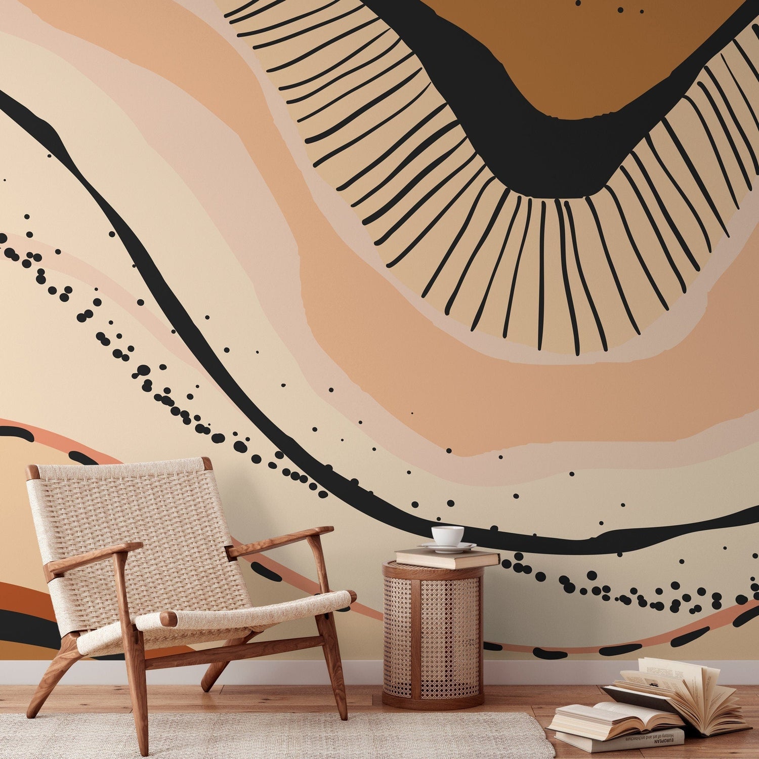 Wallpaper Peel and Stick Wallpaper Removable Wallpaper Home Decor Wall Art Wall Decor Room Decor / Abstract Mural Orange Wallpaper - C413 - WallTrend