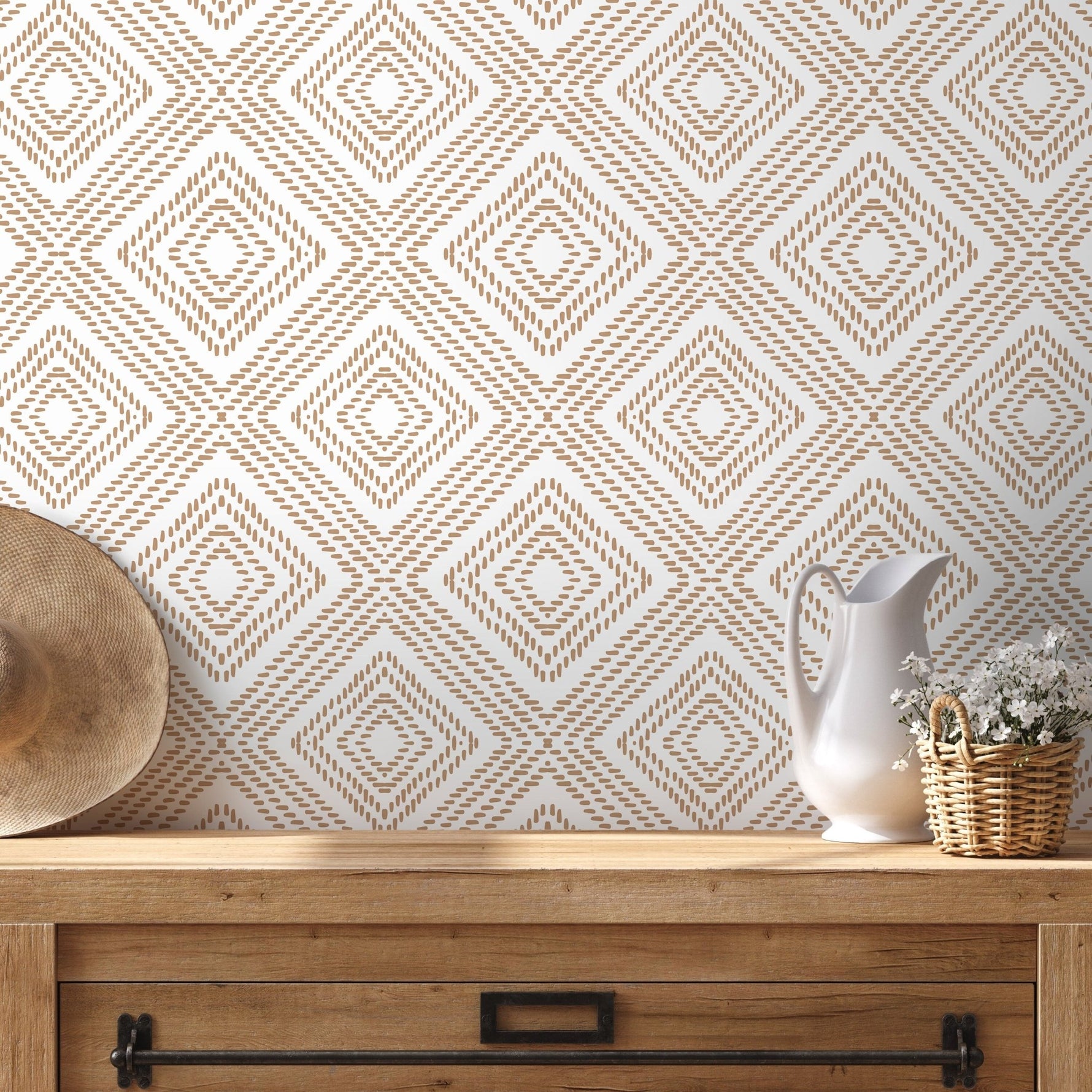 Wallpaper Peel and Stick Wallpaper Removable Wallpaper Home Decor Wall Art Wall Decor Room Decor / Beige Modern Geometric Wallpaper - C590 - WallTrend