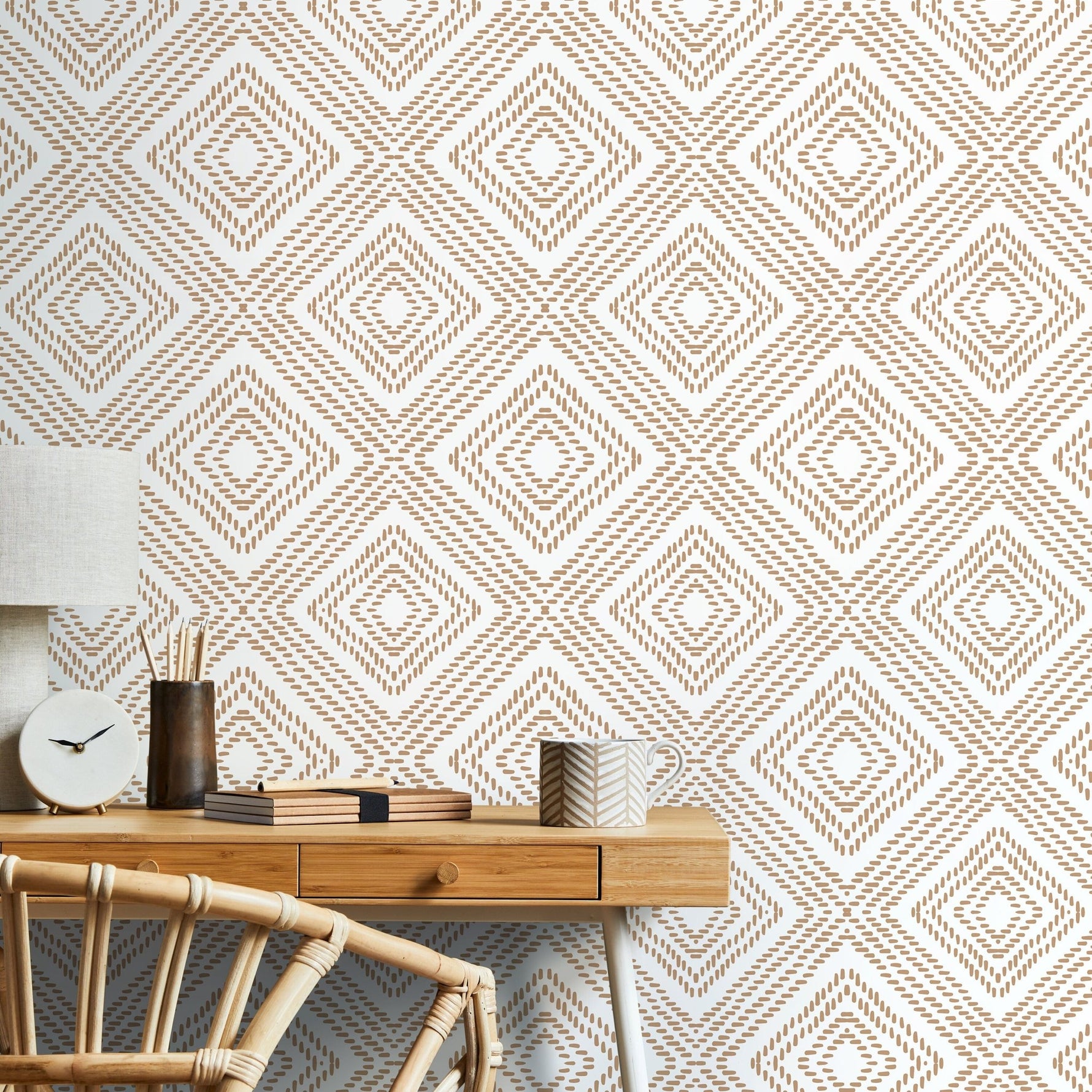 Wallpaper Peel and Stick Wallpaper Removable Wallpaper Home Decor Wall Art Wall Decor Room Decor / Beige Modern Geometric Wallpaper - C590 - WallTrend