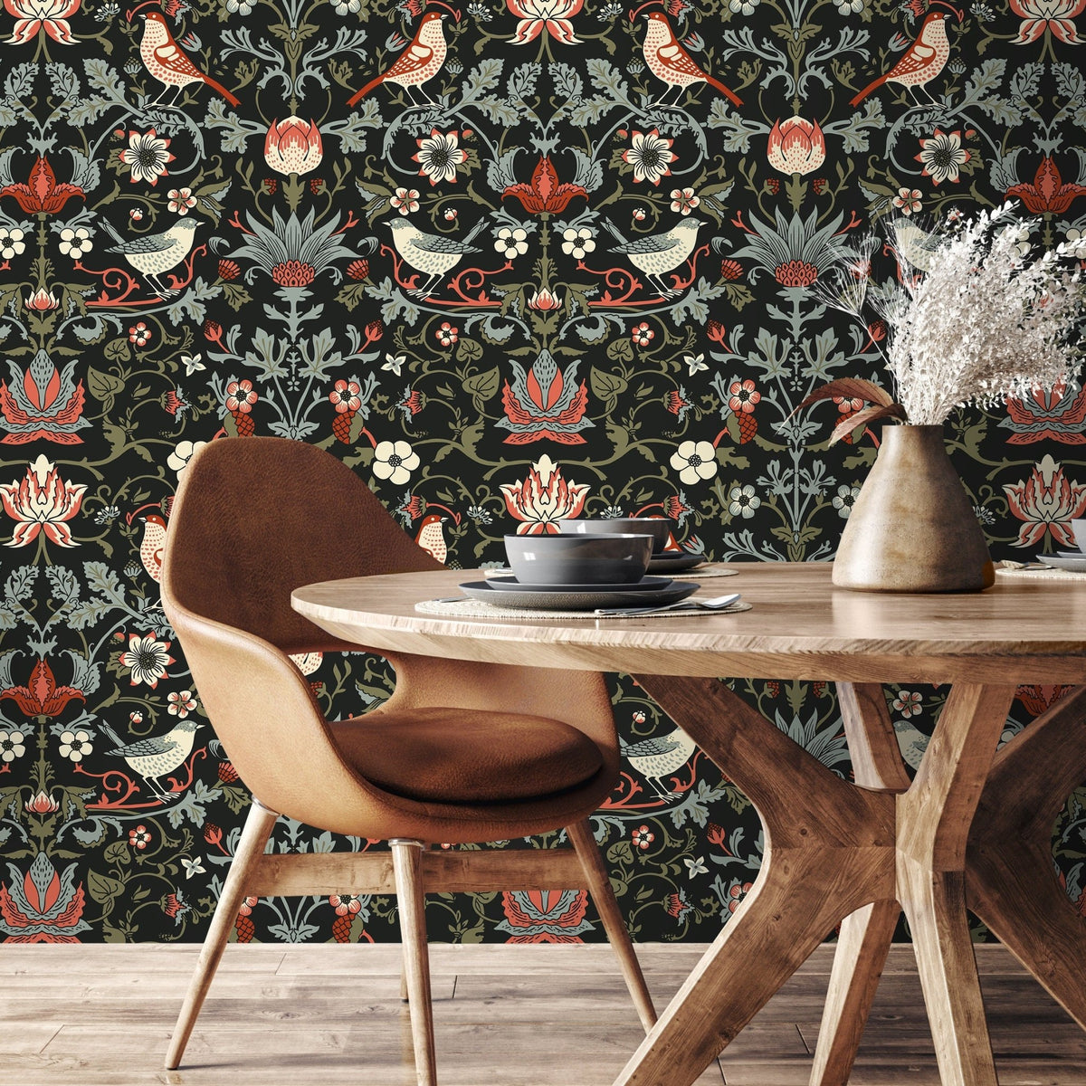 Wallpaper Peel and Stick Wallpaper Removable Wallpaper Home Decor Wall Art Wall Decor Room Decor / Bird Chinoiserie Wallpaper - A578 - WallTrend
