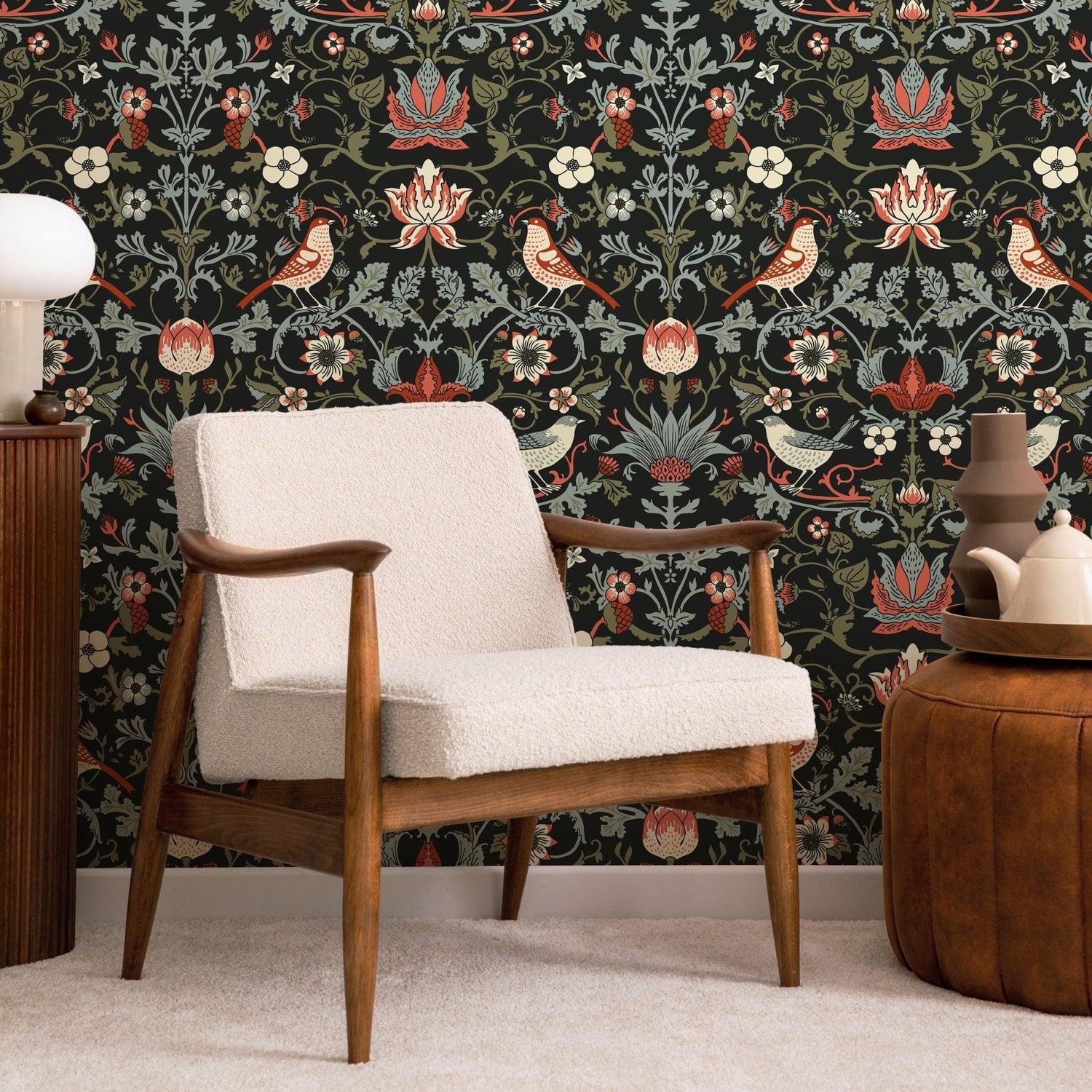 Wallpaper Peel and Stick Wallpaper Removable Wallpaper Home Decor Wall Art Wall Decor Room Decor / Bird Chinoiserie Wallpaper - A578 - WallTrend