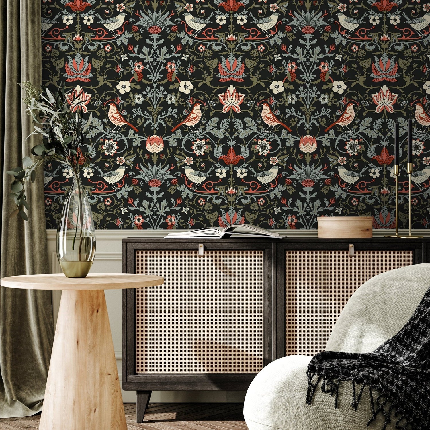 Wallpaper Peel and Stick Wallpaper Removable Wallpaper Home Decor Wall Art Wall Decor Room Decor / Bird Chinoiserie Wallpaper - A578 - WallTrend