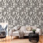 Wallpaper Peel and Stick Wallpaper Removable Wallpaper Home Decor Wall Art Wall Decor Room Decor / Black and Beige Abstract Wallpaper - C568 - WallTrend